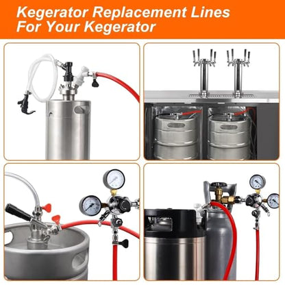 10FT Kegerator Beer Co2 Gas Dual Lines Kit, ID 3/16" Keg Beer Lines Tubing & ID 5/16'' Co2 Gas Hose Food-Grade PVC Tubing Keg Faucet Tube with 6Pcs Hose Clamps for Homebrew - size: 10Ft Beer Line + 10Ft Gas Line