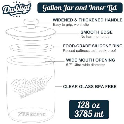2 Pack Cookie Jar, 1 Gallon Glass Jar with Airtight Lids - Large Wide Mouth Mason Jar for Kitchen Pantry& Laundry Room, Glass Apothecary Canisters Sets for Candy, Flour, Rice, Coffee, Display