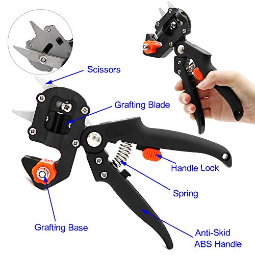 Garden Grafting Tool Kits, ZALALOVA 2 in 1 Pruning Tools Including Grafting Knife Replacement Blades Grafting Tapes Rubber Bands and Labels for Plant Branch Vine Fruit Tree Cutting - style: Garden Grafting Tool