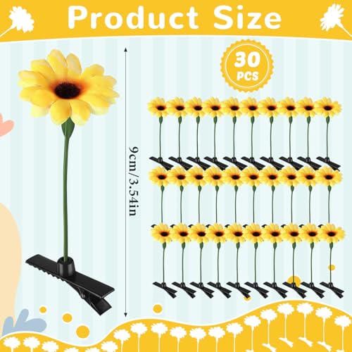 30 Pcs Bean Sprout Hair Clips Rave Mixed Style Plant Hairpins Hair Accessories for Party Irish(Sunflower) - style: Sunflower