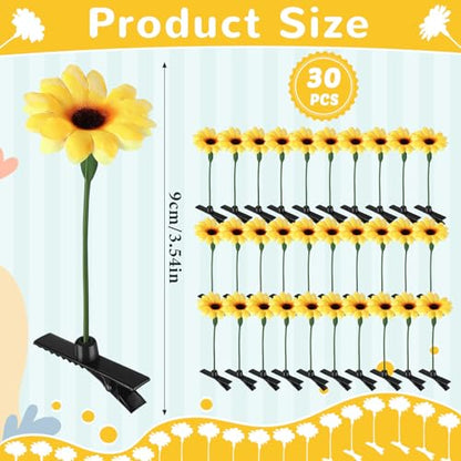 30 Pcs Bean Sprout Hair Clips Rave Mixed Style Plant Hairpins Hair Accessories for Party Irish(Sunflower) - style: Sunflower