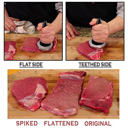Reversible Meat Tenderizer and Pounder Dual Sided Meat Tenderizer Mallet Marinating Prep Tool, Mysterious Black