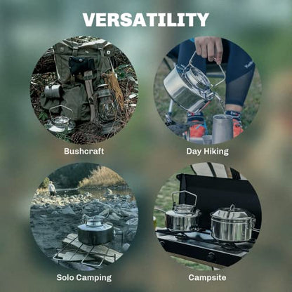 Fire-Maple Antarcti Portable 1 Liter Lightweight Stainless Steel Camping Kettle | Durable and Portable Camp Tea Pot | Ideal for Bushcraft and Outdoor Campfire Use - size: 1.1 Quarts