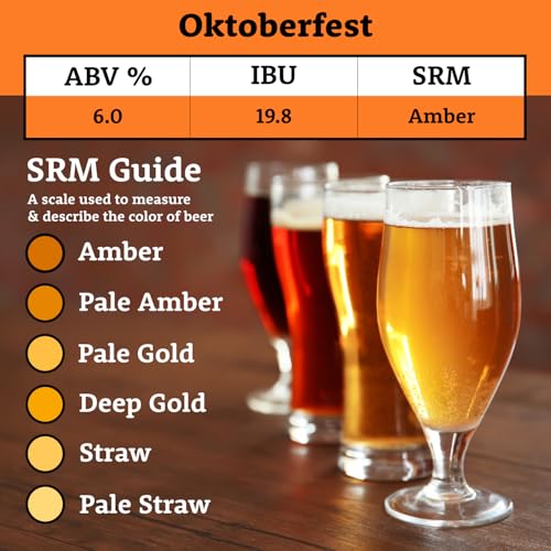 My Brew Supply Oktoberfest Beer Extract Kit | Amber Dry Malt Extract | Munich Light, Munich Dark, & CaraRed Grain | Hallertau Hops | German Ale Yeast | Priming Sugar | Bottle Caps | 5 Gallon Yield