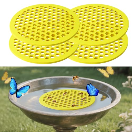4 Pcs Bee Watering Station for Garden, 7.87 Inch Floating Bee Island for Pond/Farm/Fountain, No Assembly Required Bee Bath, Butterfly Feeder, Outdoor Garden Decor