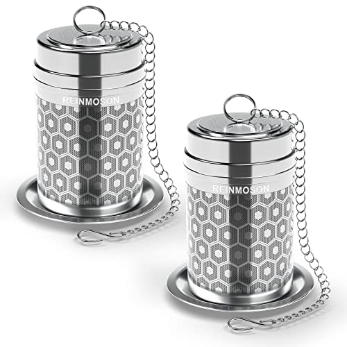 2 Pack Reinmoson Large Tea Infuser for Loose Tea & Spice Infuser for Cooking, Extra Fine Mesh Large Tea Strainers, 304 Stainless Steel Loose Leaf Tea Steeper for Black Tea, Rooibos, etc - color: 2 Pack, size: Large