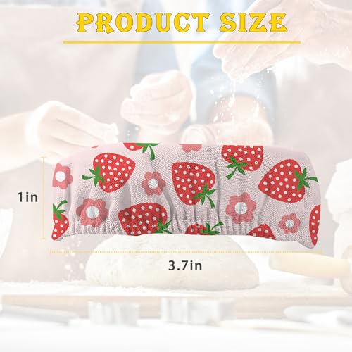 Cloth Covers for Sourdough Starter Jars, Red Strawberry Flower Heat Preservation to Increase Fermentation for Bread Sewn Cloth Cover for Sourdough Starter（5 Pack） - color: Red Strawberry Flower