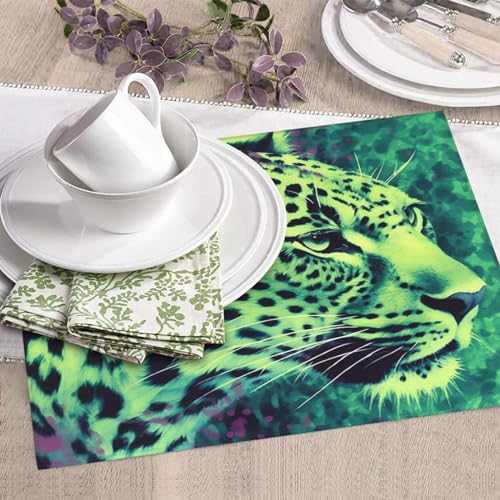 Green Leopard Print Dish Drying Mat for Kitchen Counter Ultra Absorbent Microfiber Dishes Drainer Mats Washable Drying Pads for Sinks 16 x 18 In - color: Green Leopard
