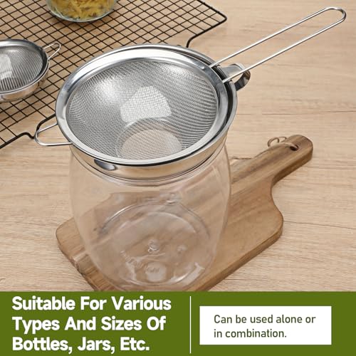 4 Pieces Stainless Steel Funnels with Fine Mesh Strainer Wide Mouth Food Grade Stainless-Steel Funnel with Stainless Steel Wire Strainersl for Spices, Juices, Powders, Coffee Beans
