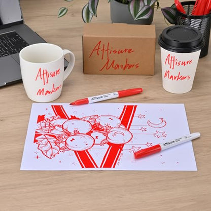 Red Permanent Markers Bulk, 75 Count, Quick Drying and Fade Resistant, Fine Point Marker works on Paper, Plastic, Metal, Wood, Perfect for Classroom, Home, Office - size: 1 Count (Pack of 75)