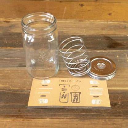 Quick Pickle Kit & Pickle Seeds - For Easy Quick Pickles & Mason Jar Fermenting - 316 Stainless Steel Pickling Lid, Weight, Quart Mason Jar, & 200+ Pickling Cucumber Seeds for Planting
