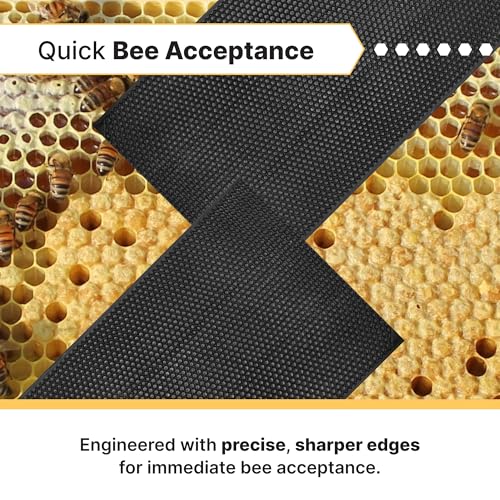 Mann Lake 8 1/2" Waxed Rite-Cell Foundation, Easy Install Bee Hive Frames, Durable & Bee Friendly Brood Chamber Essential, Withstands Heavy Extracting, Case of 100, Black - color: Black