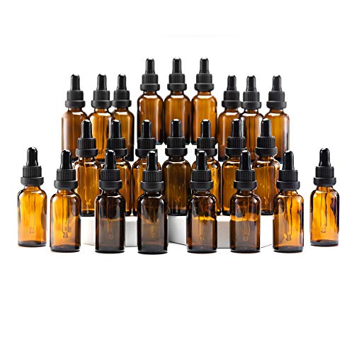 YIZHAO Amber Glass Dropper Bottle 1oz, Tincture Bottles with Glass Dropper, for Essential Oils, Aromatherapy, Cosmetic, Laboratory, Pharmacy, Liquids, Travel –24 Pcs - color: Amber, size: 30ml-24
