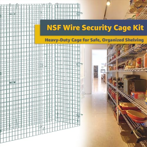 18" x 60" x 61" NSF Commercial Heavy Duty Green Epoxy Wire Security Cage Kit, Metal - color: Green, size: 18" x 60" x 61" Only Security Cage