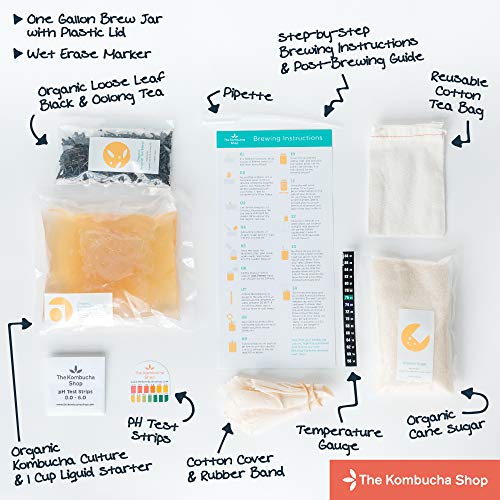 The Kombucha Shop Organic Kombucha Starter Kit - 1 Gallon Brewing Kit Includes All The Essentials Required for Brewing Kombucha At Home - size: 1 Count (Pack of 1)