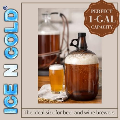 1 Gallon (128oz) Amber Glass Jug With 38mm Cap | Pack of 6 | FAST SAME DAY SHIPPING