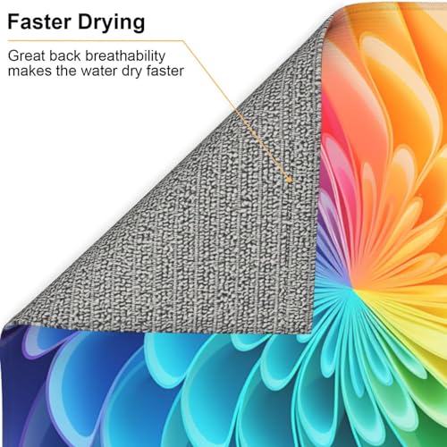 Rainbow Dynamic Print Dish Drying Mat for Kitchen Counter Ultra Absorbent Microfiber Dishes Drainer Mats Washable Drying Pads for Sinks 16 x 18 In - color: Rainbow Dynamic