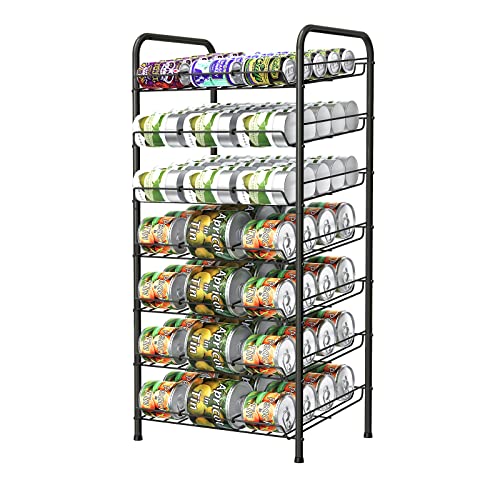 Vrisa Can Organizer for Pantry 7-tier Can Rack Organizer Metal Can Storage Dispenser Rack Holds up to 84 Cans for Canned Food Kitchen Cabinet or Pantry Shelf Black - color: Black, size: 7 Tier
