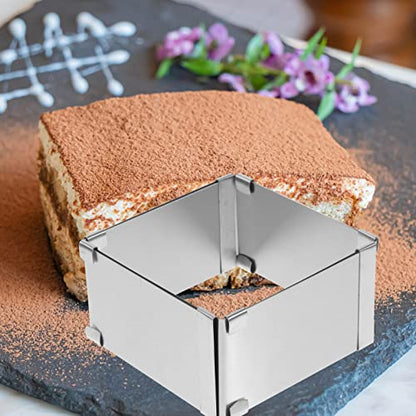 GALPADA Mousse Mould Rectangular Cake Tin Cake Ring Cake Square Cake Tin Baking Frame Pastry Mould Baking Tool (Silver 6 Inch) Dessert Ring - size: Size 6