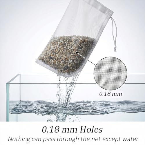 3 Pack Filter Media Bag, 180μm Aquarium Mesh Bag | 7.8x3.86in Reusable Extra Fine Mesh Filter Bags with Drawstring for Activated Carbon and Fine Resins