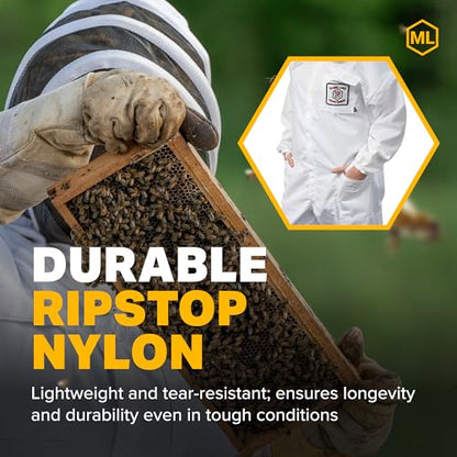 Mann Lake Honey Maker Beekeeping Suit, Durable Ripstop Nylon, Protective Gear for Men and Women, Comfortable and Lightweight, Ventilated Design, Ideal for Beginners and Professionals, Large - size: Large