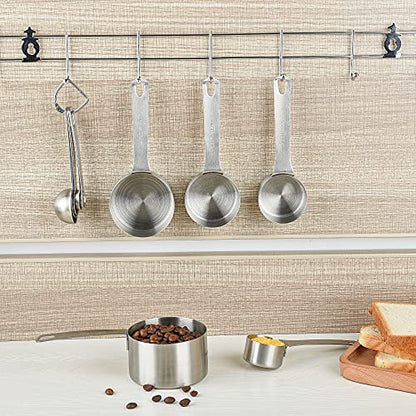 Stainless Steel Measuring Cups and Spoons Set, 18/8(304) Steel Material Heavy Duty 5 Measuring cups and 5 Measuring Spoons 1 Leveler and 2 rings Pack 13pcs Per set - size: C: 5cups+5spoons