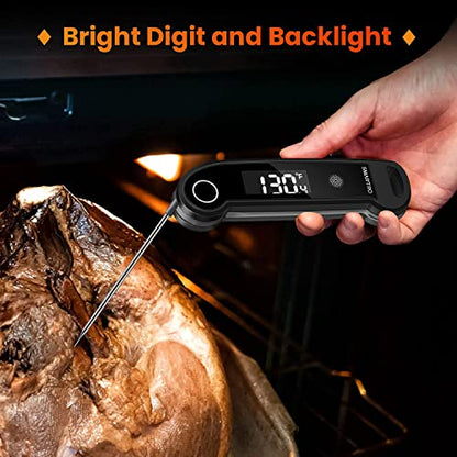 SMARTRO ST49 Digital Thermocouple Instant-Read Meat Thermometer with Ambidextrous Backlit for Food, Grilling, BBQ, Kitchen Cooking, Oil Deep Frying and Candy - color: Black