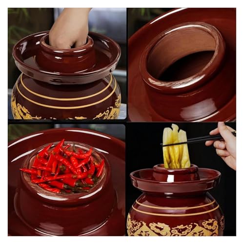Traditional Chinese Porcelain Pickle Jar - Ceramic Fermentation Crock with Water Seal Airlock Lid for Kimchi and Sauerkraut(4kg) - size: 4kg