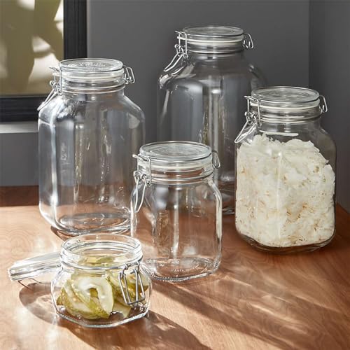 Bormioli Rocco Fido Clear Glass Jar with 85 mm Gasket,0.5 Liter (Pack of 2) - size: 17.5 oz