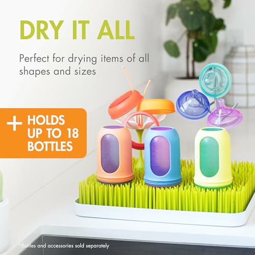 Boon Lawn Countertop Baby Bottle Drying Rack with Antimicrobial Tray - Spring Green - Bottle Rack and Organizer - Baby Feeding Essentials - 13.5 x 11 x 2.5 - 1 Count - color: Green, size: 2 Count (Pack of 1)