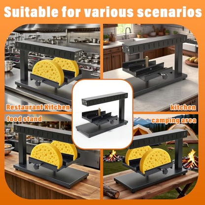 KOOTEN Raclette Cheese Melter Commercial Electric 2 Sink Cheese Wheel Maker Multi-Function Cheese Warmer Machine Height and Angle Adjustable(Dual Bracket)