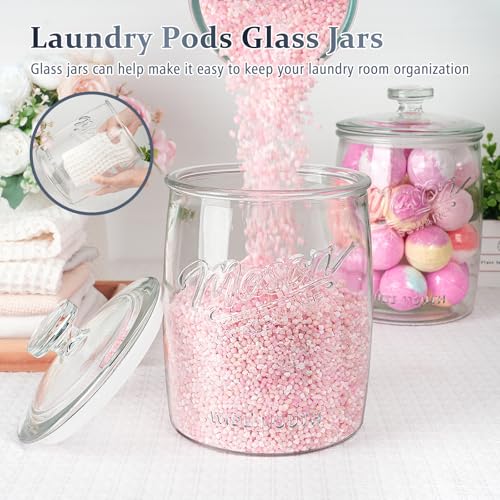 Folinstall 2 Pack 1 Gallon Glass Cookie Jar, Large Glass Jar with Airtight lid, Glass Food Storage Container for Cookies, Candy, Flour, Dog Treats, Coffee, Apothecary Jars - size: 1 Gallon/2 Pack
