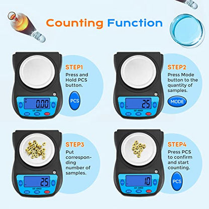 Bonvoisin Digital Lab Scale 600g x 0.01g Precision Electronic Scale LCD Display Analytical Balance Jewelry Scale Scientific Scale 0.01g Accuracy - color: Black