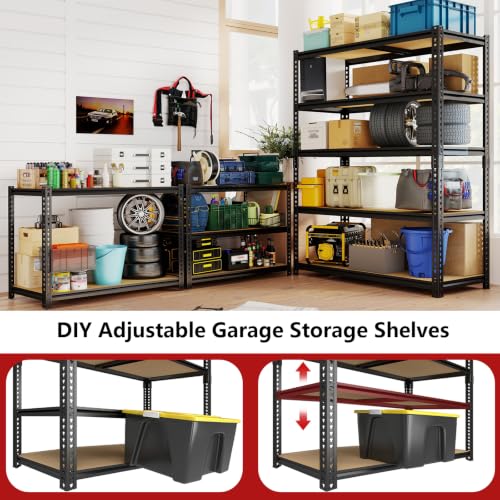 Storage Shelves Unit,40" W 5-Tier Garage Shelving Heavy Duty Metal Adjustable Garage Shelves,Stable Shelves Organizer for Pantry, Kitchen and Basement,40" W x 20" D x 72" H,Black - size: 20"D x 40"W x 72"H
