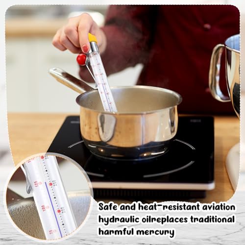 Photect Candy Thermometer with Pot Clip 8" Deep Fry Oil Thermometer for Candy Making Instant Read Cooking Food Thermograph Sugar Syrup Jam Jelly Oil Temperature Kitchen Accessories(Yellow,1 Pcs) - color: Yellow