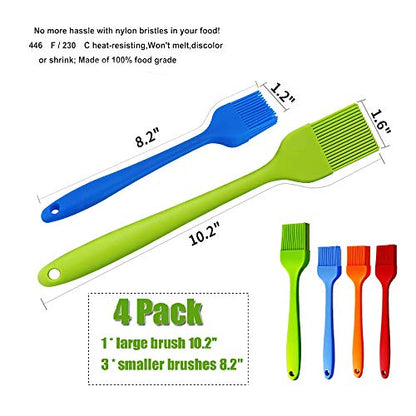 Grill Basting Brush Silicone Pastry Baking Brush BBQ Meat Oil Brush 4Pack