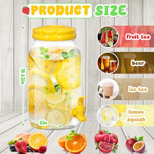 Havawish 2 Pcs 1 Gallon Plastic Beverage Dispenser with Spigot Clear Summer Kitchen Fridge Drink Dispenser for Parties Lemonade Juice Tea Beer Cold Water(Yellow,Cylinder) - color: Yellow, style: Cylinder