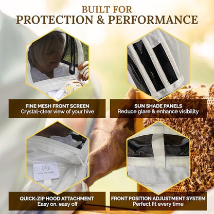 Bee Keeper Hat with Veil, Ventilated Fencing-Style Beekeeping Veil, Bee Protective Gear for Men & Women, Comfortable Mesh for Beekeeping, Beekeeping Supplies - S/M/L - size: S/M/L