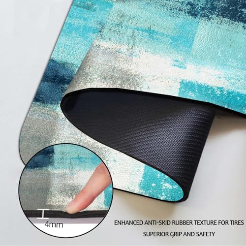 MCALK Turquoise Dish Drying Mat for Kitchen Counter, Teal Dish Drying Pad with Anti-Slip Rubber Base, Absorbent Kitchen Sink Mat with Abstract Art Decor (1 pc 18" x 16") - size: 18" x 16"