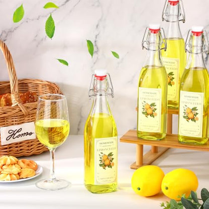 Havawish 10 Pcs 17 oz Swing Top Glass Bottles for Limoncello Homemade Flip Clear Top Bottles with Airtight Cap Lids Labels for Homemade Limoncello Wedding Baby Shower Favors(Square Style) - style: Square Style