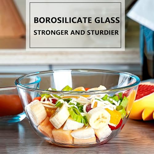 5 Quart Deep Big Glass Bowl with Lid,10 Inch Large Glass Mixing Bowl for Sourdough Bread Kitchen Salad Bread Storage, For Prepping, Marinating & Brining Kimch - color: Gray