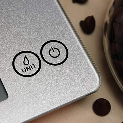 Escali Arti Glass Food Scale Digital Countertop Kitchen, Baking and Cooking Scale with Nutrition and Calorie Counter, 15-Pound Capacity, 9" x 6.5" x .75", Shiny Silver - color: Shiny Silver