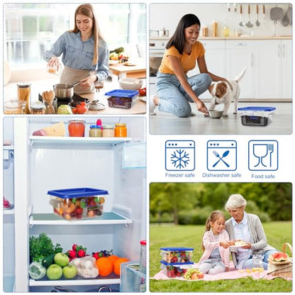 Lallisa 8 Pcs 2 Quart Food Storage Containers with Lids Clear Square Polycarbonate Marinating Container Dough Bucket with Lid(Blue) - color: Blue