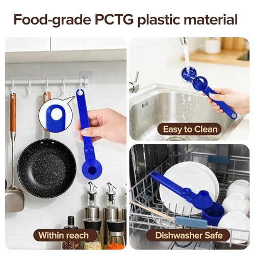 Coffee Scoop & Funnel, 2Pcs, Blue, 2 Models A&B | For Reusable K-Cup Pods, 2Tbsp Dosing Spoon, 51mm Espresso Tamper, BPA-Free PCTG, Dishwasher Safe - color: Upgraded Combo Blue
