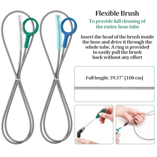 Patelai 8 in 1 Hydration Bladder Cleaning Kit Includes 3 Different Brushes and Drying Collapsible Bladder Frame, Water Reservoir Backpack Cleaning Kit - color: Blue and Green