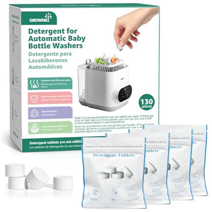 GROWNSY Official Detergent Washing Tablets - 130 PCS, Compatible with Momcozy Baby Bottle Washers - size: 1 Count (Pack of 1)