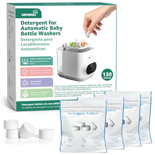 GROWNSY Official Detergent Washing Tablets - 130 PCS, Compatible with Momcozy Baby Bottle Washers - size: 1 Count (Pack of 1)