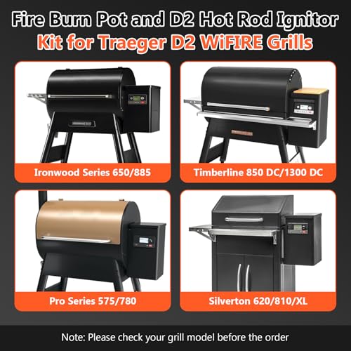 QuliMetal Fire Burn Pot and D2 Hot Rod Ignitor Kit for Traeger Pro 575 & 780, Ironwood 650 & 885, Silverton 620 & 810 Wood Pellet Grills with D2 Direct Drive and WiFIRE Technology - size: Fire Burn Pot + D2 Ignitor