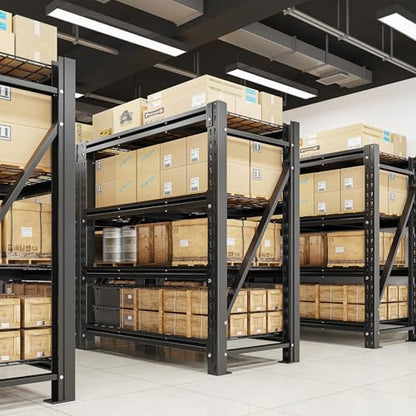 Romorgniz 3020LBS Heavy Duty Garage Shelving, 51.6" W Storage Shelves with Wire Deck, Rust/Water Resistant, 4 Tier Adjustable Industrial Shelving for Warehouse Basement, 17.8" D Deep x 72" H, Black - size: 51.6" W X 72" H X 17.8" D