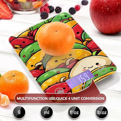 Food Scale Kitchen Scale for Baking Cooking Digital Food Weighing Measuring Scale Small Waterproof Electric Food Scale Cute Cartoon Mexican Tacos - color: Cute Cartoon Mexican Tacos